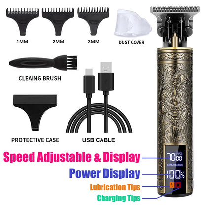 Carving Hair Clipper Professional Hair Cutting Machine Barber Rechargeable Hair Trimmer Metal Haircut Machine Clipper for Me…