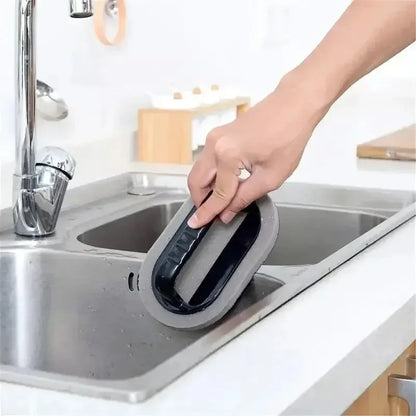 1 Pcs Sponge Brush With Handle Magic Power For Cleaning Pots And Bowls Dirt Removal And Rust removal Brush - image 6