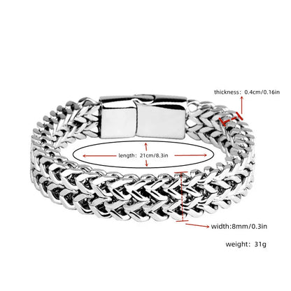Stainless Steel Braided Double Row Front and Rear Fish Scale Alloy Magnetic Buckle Bracelet with Keel Jewelry New Model - im…