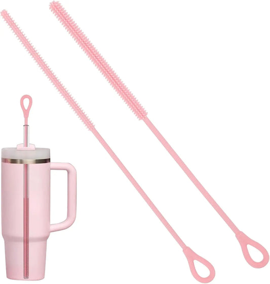 Silicone Straw Cleaner Brush Reusable Straw Cleaner with Bendable Steel Core Extra Long Soft Bottle Brush for Clearing Glass…