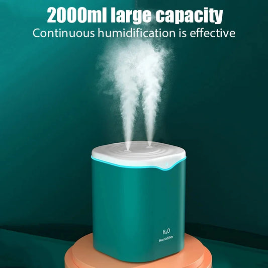 Large Capacity Dual Spray Humidifier Usb Home Bedroom 2L Silent Water Replenisher Air Purifier Wireless Water Diffuser Offic…
