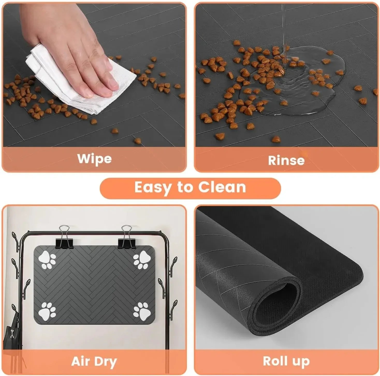 Pet Feeding Mat-Absorbent Pet Placemat Rubber Backing Quick Dry Water Mat for Dog Cat for Food and Water Bowl with Waterproo…