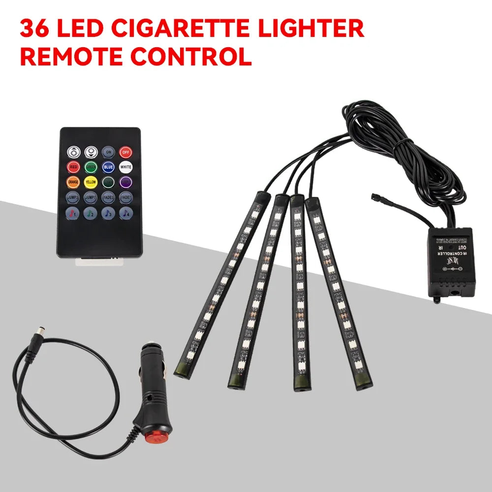 Neon 36 48 72 LED Car Interior Ambient Foot Light Wireless Remote Music APP Control Auto RGB Atmosphere Decorative Lamp - im…