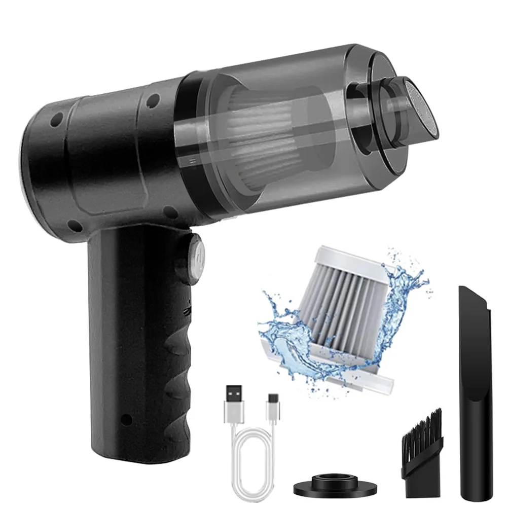 Handheld Vacuum Cordless High Power 15000PA Compressed Air Dust Collector Mini Portable Car Vacuum Cleaner Hairdryer - image…