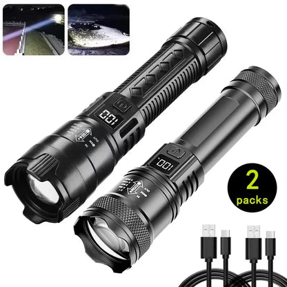 2000LM Ultra Bright P50 LED Flashlight Tactical EDC Emergency Spotlight Telescopic Zoom Handheld Torch with 14500/18650 Batt…