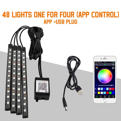 Neon 36 48 72 LED Car Interior Ambient Foot Light Wireless Remote Music APP Control Auto RGB Atmosphere Decorative Lamp - im…