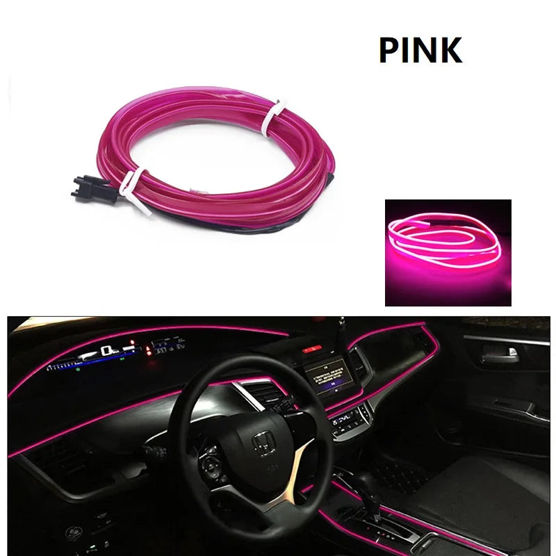 Car Interior Decorative Lamps Strips Atmosphere Lamp Cold Light Decorative Dashboard Console Auto LED Ambient Lights 1/2/3/4…