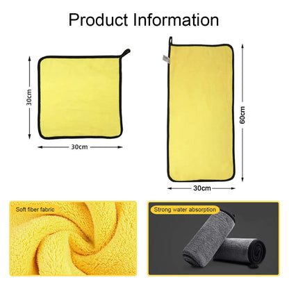 Car Wash Microfiber Towel 30x30/60CM Car Cleaning Drying Cloth Hemming Car Care Cloth Detailing Car Wash Towel - image 6