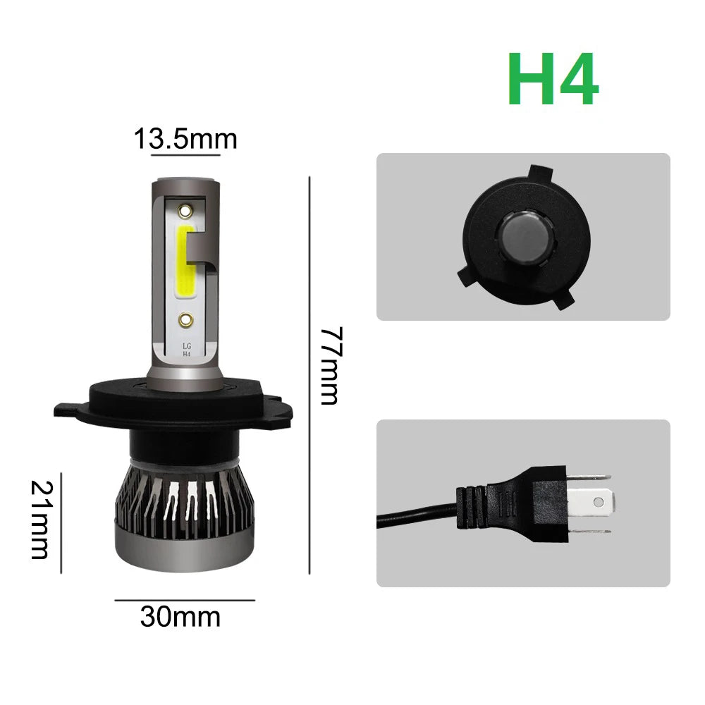 2Pcs LED H4 H7 Car Headlight H1 LED Bulb H8 H11 9005 HB3 9006 HB4 9004 HB1 H3 HB5 H13 Led Lights 20000LM Turbo Lampada 12V -…