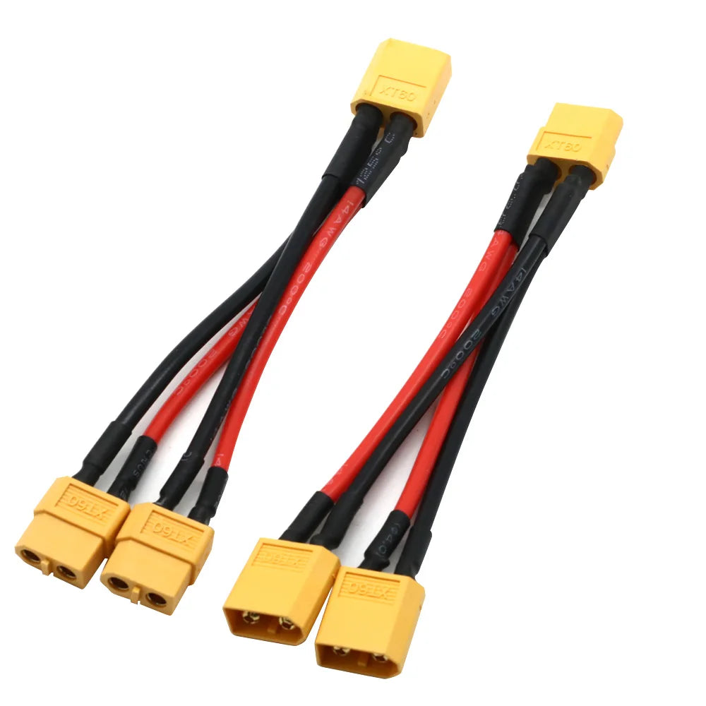 XT60 Parallel Battery Connector Male/Female Cable Dual Extension Y Splitter/ 3-Way 14AWG Silicone Wire for RC Battery Motor…