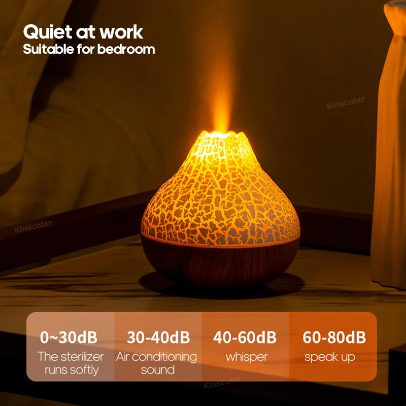 Volcano Air Humidifier 300ml Desktop USB Water Mist Diffuser Purifier Air Freshener Nebulizer with Colorful Ambient Night Li…