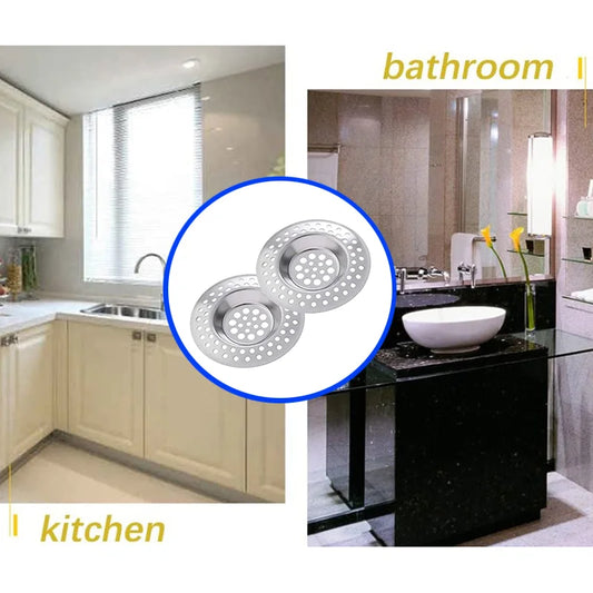 2Pcs Kitchen Metal Sink Strainer Floor Drain Bathtub Hair Catcher Stopper Stainless Steel Shower Drain Hole Filter Trap 7.5c…