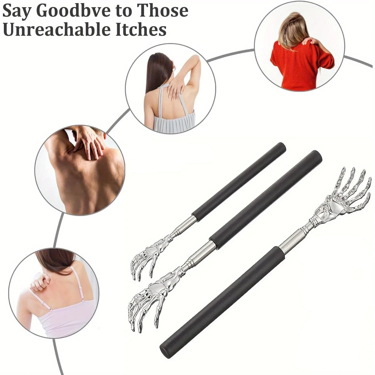 Portable Extendable Back Scratcher Stainless Steel Telescoping Back Scratcher for Both Human and Pets Extendable Back Massag…