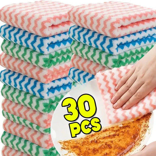 10/40PCS Super Absorbent Dishcloths Coral Fleece Cleaning Cloths Thickened Kitchen Washing Dish Rags Glass Windows Wipe Towe…