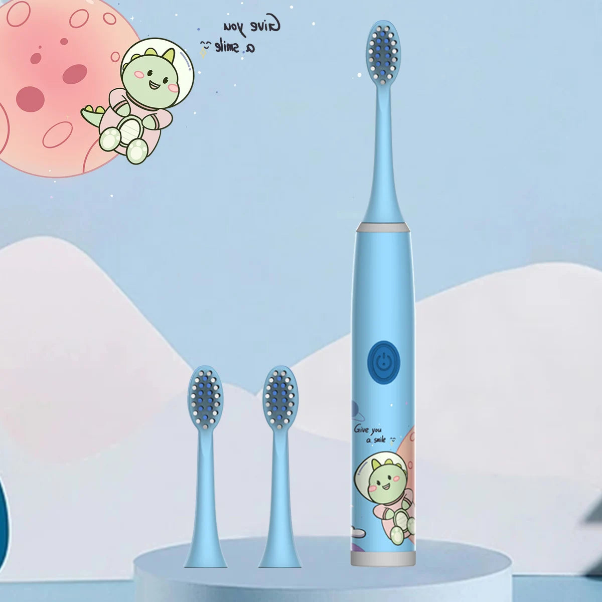 Children's Electric Toothbrush Color Cartoon Space Series Children's Soft Hair Cleaning Brush (Battery Not Included) - image…