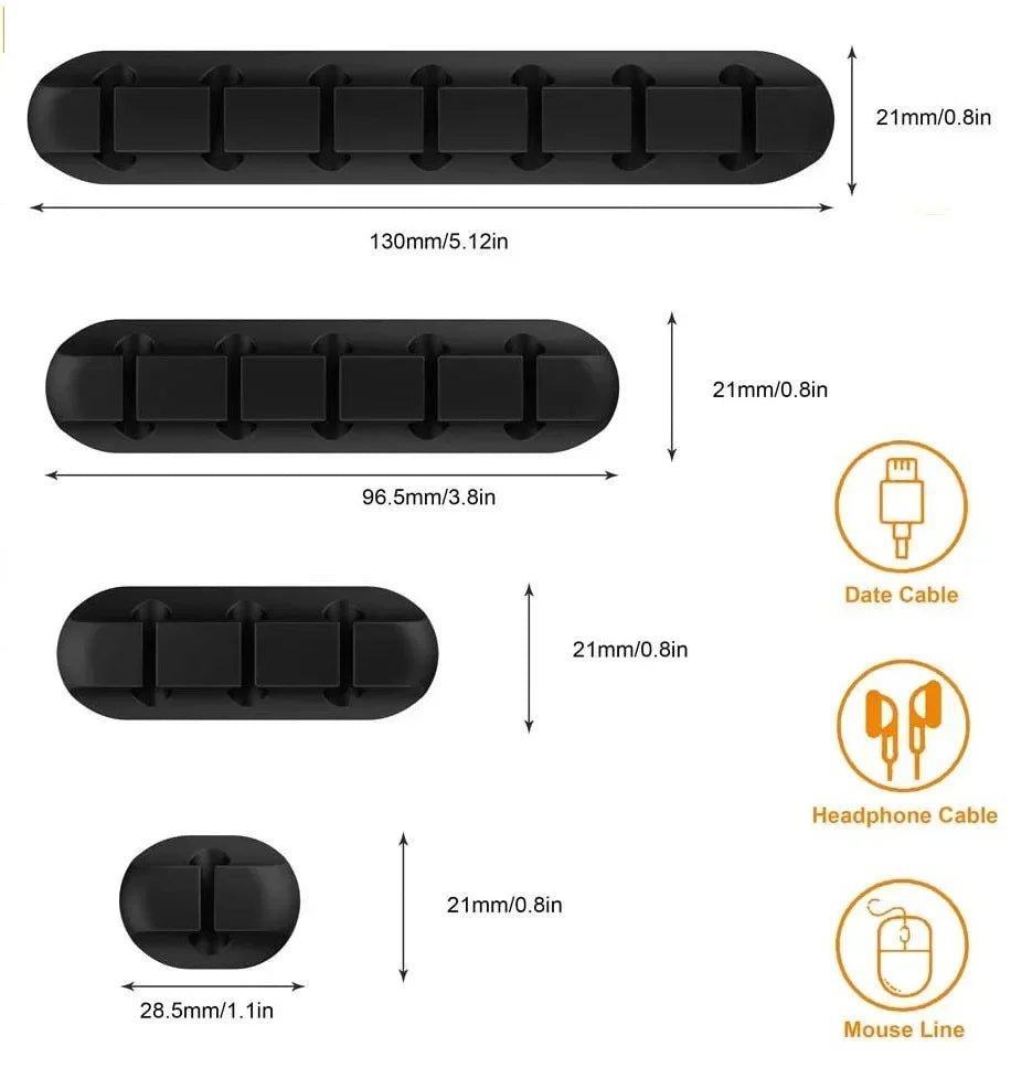 VIKEFON Cable Cord Wire Organizer Silicone USB Cable Winder Management Clips Self Adhesive for Mouse Keyboard Headset For iP…