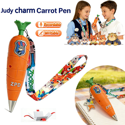 Zootopia 2 Lanyard Carrot Recording Pen | Gary Snake Venom Serum Pen | Bracket 60 Second Recording 2-in-1 Neutral Pen Statio…