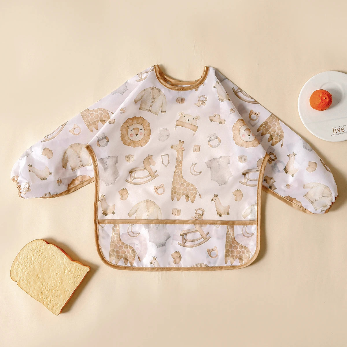 Elinfant 1PC Long Sleeve Bibs, Waterproof Feeding Bibs,Washable Burp Cloth,Coveralls Bibs,Easy To Clean,Wash-Free Eating Bib…