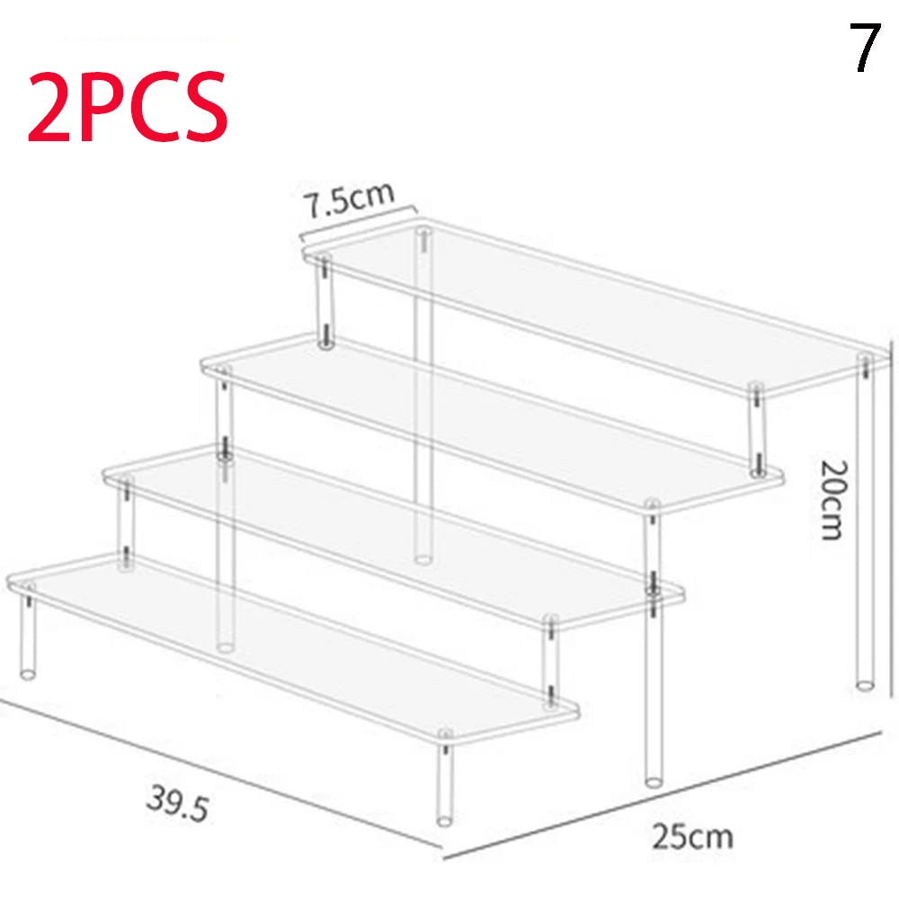 1-4 Tier Acrylic Display Stand Durable Display Rack For Cupcake Perfume Doll Transparent Trapezoidal Blind Box Storage Shelf…