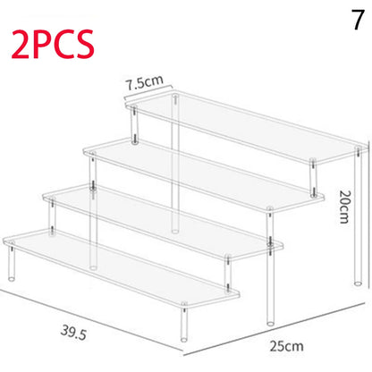 1-4 Tier Acrylic Display Stand Durable Display Rack For Cupcake Perfume Doll Transparent Trapezoidal Blind Box Storage Shelf…