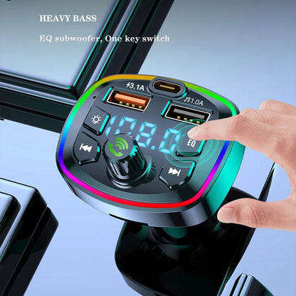 Car Bluetooth 5.0 FM Transmitter Wireless Adapter Mic Audio Receiver Auto MP3 Player 2.1A Dual USB Fast Charger Car Accessor…