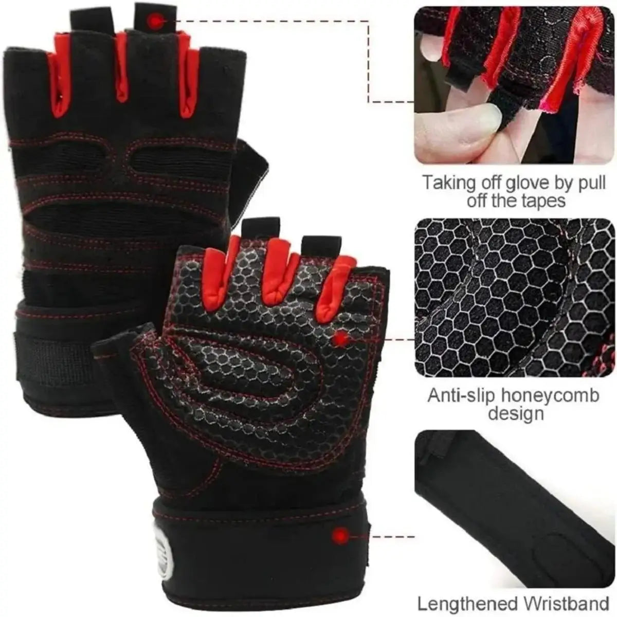 Gym Gloves for Men Women Fitness Weight Lifting Wristband Gloves Body Building Training Sports Exercise Cycling Glove Shockp…