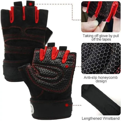 Gym Gloves for Men Women Fitness Weight Lifting Wristband Gloves Body Building Training Sports Exercise Cycling Glove Shockp…