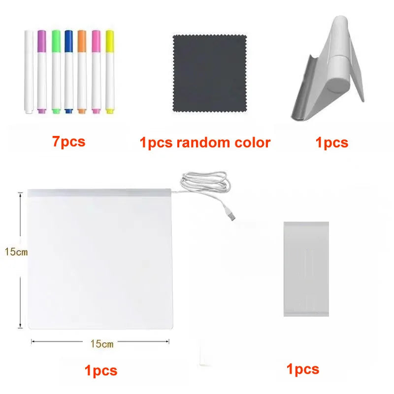 Light Up Acrylic Message Board Rewritable DIY Children's Glowing Drawing Board Message Lamp With 7 Colorful Pens - image 7
