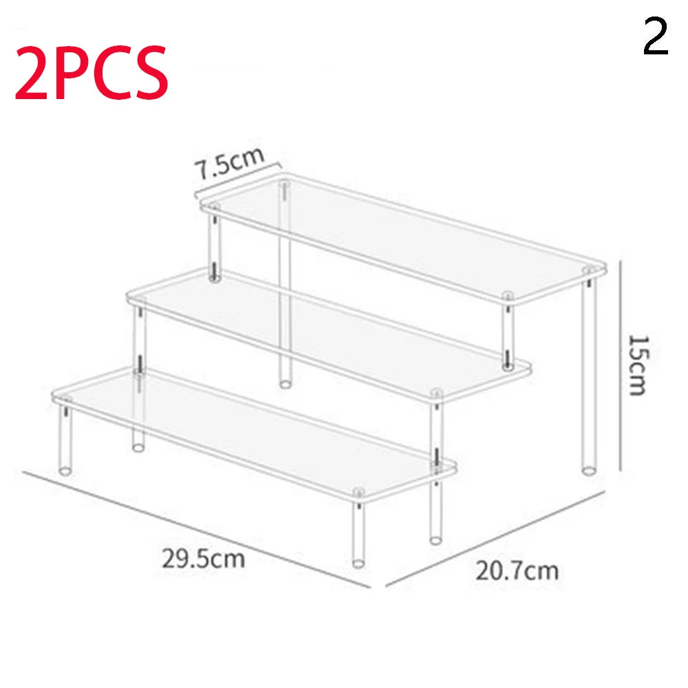 1-4 Tier Acrylic Display Stand Durable Display Rack For Cupcake Perfume Doll Transparent Trapezoidal Blind Box Storage Shelf…