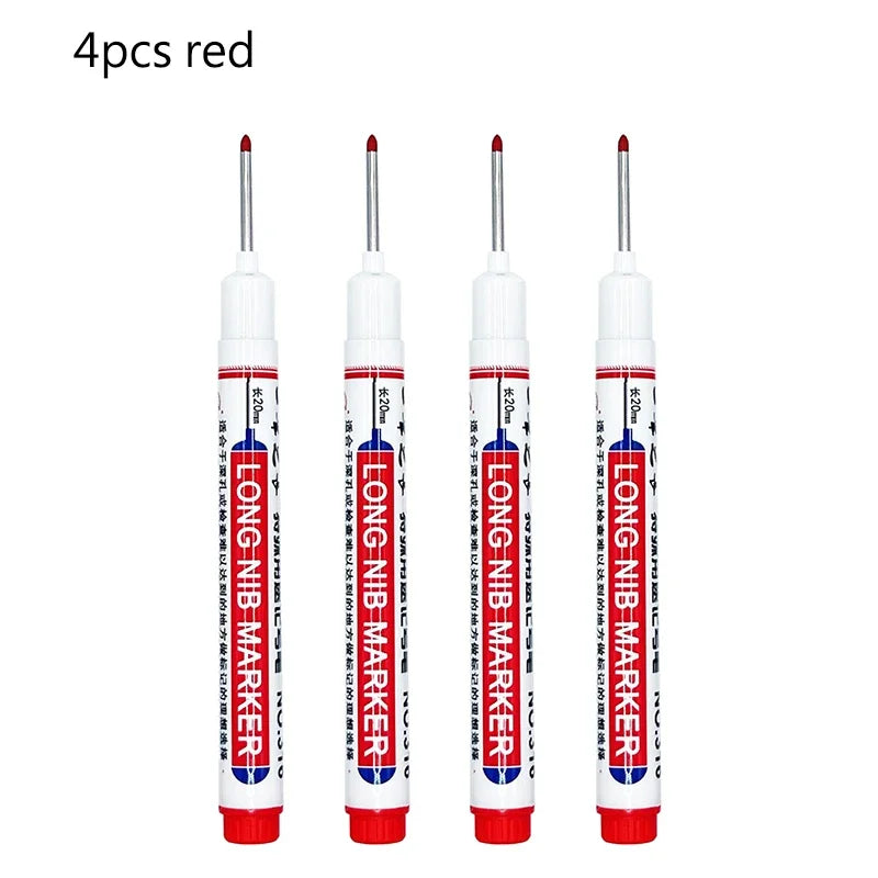 4/12 Pcs Waterproof Long Head Markers Deep Hole Marker Pen for Metal Carpenter Red/Black/Blue/Green Ink Woodworking Tools Ma…