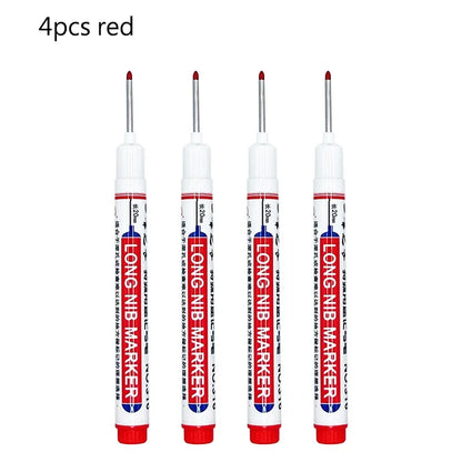 4/12 Pcs Waterproof Long Head Markers Deep Hole Marker Pen for Metal Carpenter Red/Black/Blue/Green Ink Woodworking Tools Ma…