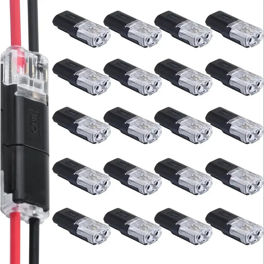 20/50/100 Pack of H2 2-Pin Pluggable Wire Connectors, Nylon Insulated Copper Quick-Connect Terminal Blocks, Suitable for Low…