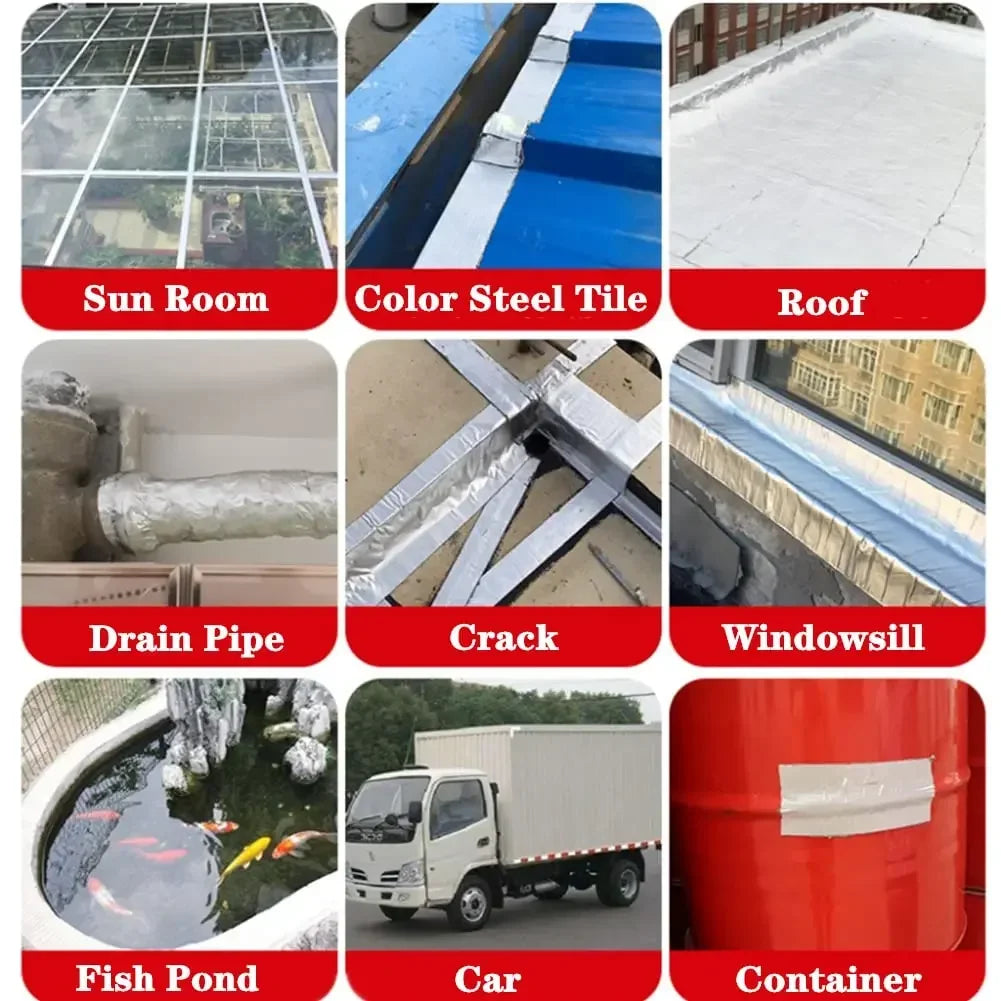 Waterproof Tape High Temperature Resistance Aluminum Foil Thicken Butyl Tape Wall Pool Roof Crack Duct Repair Sealed Self Ta…
