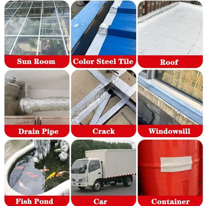 Waterproof Tape High Temperature Resistance Aluminum Foil Thicken Butyl Tape Wall Pool Roof Crack Duct Repair Sealed Self Ta…