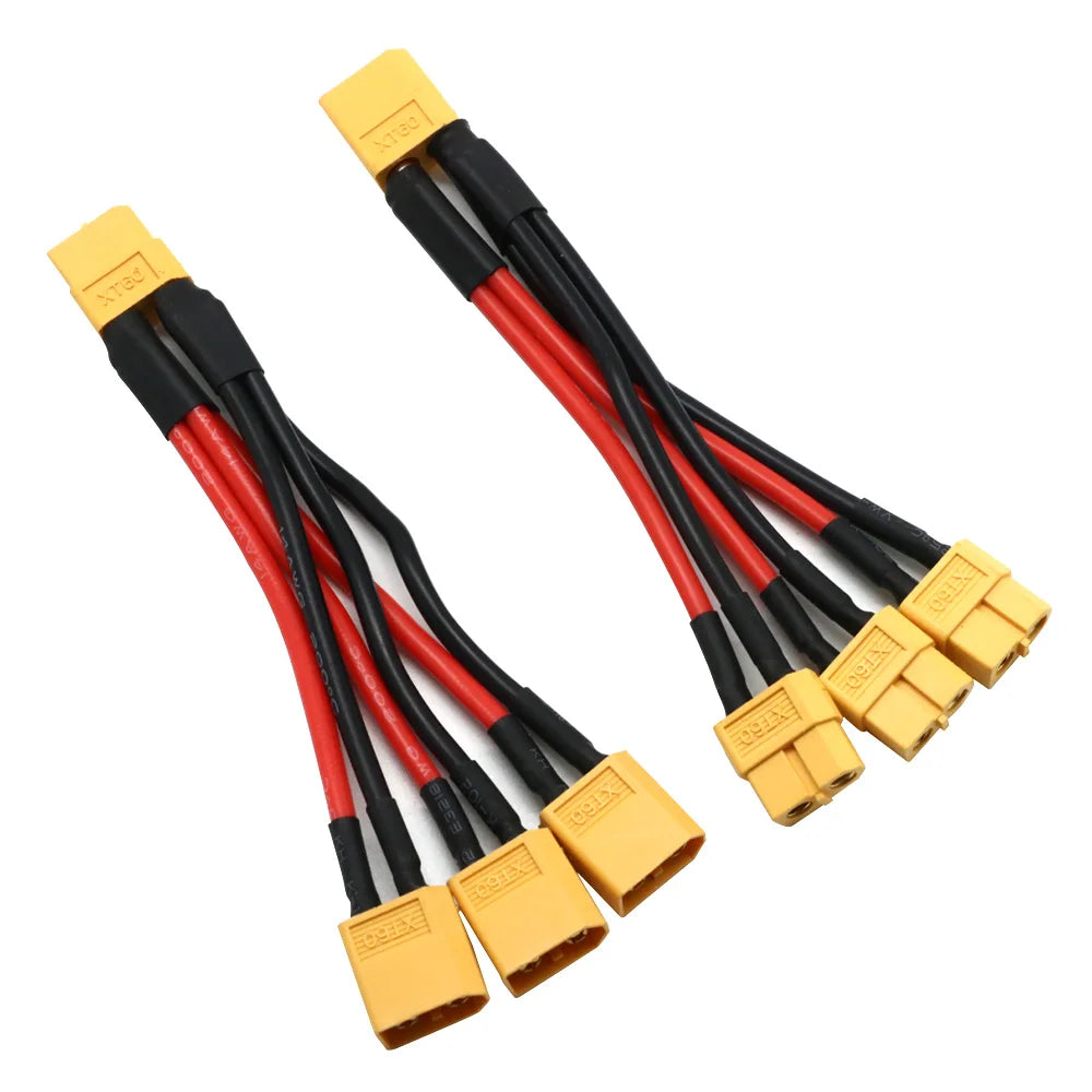 XT60 Parallel Battery Connector Male/Female Cable Dual Extension Y Splitter/ 3-Way 14AWG Silicone Wire for RC Battery Motor…