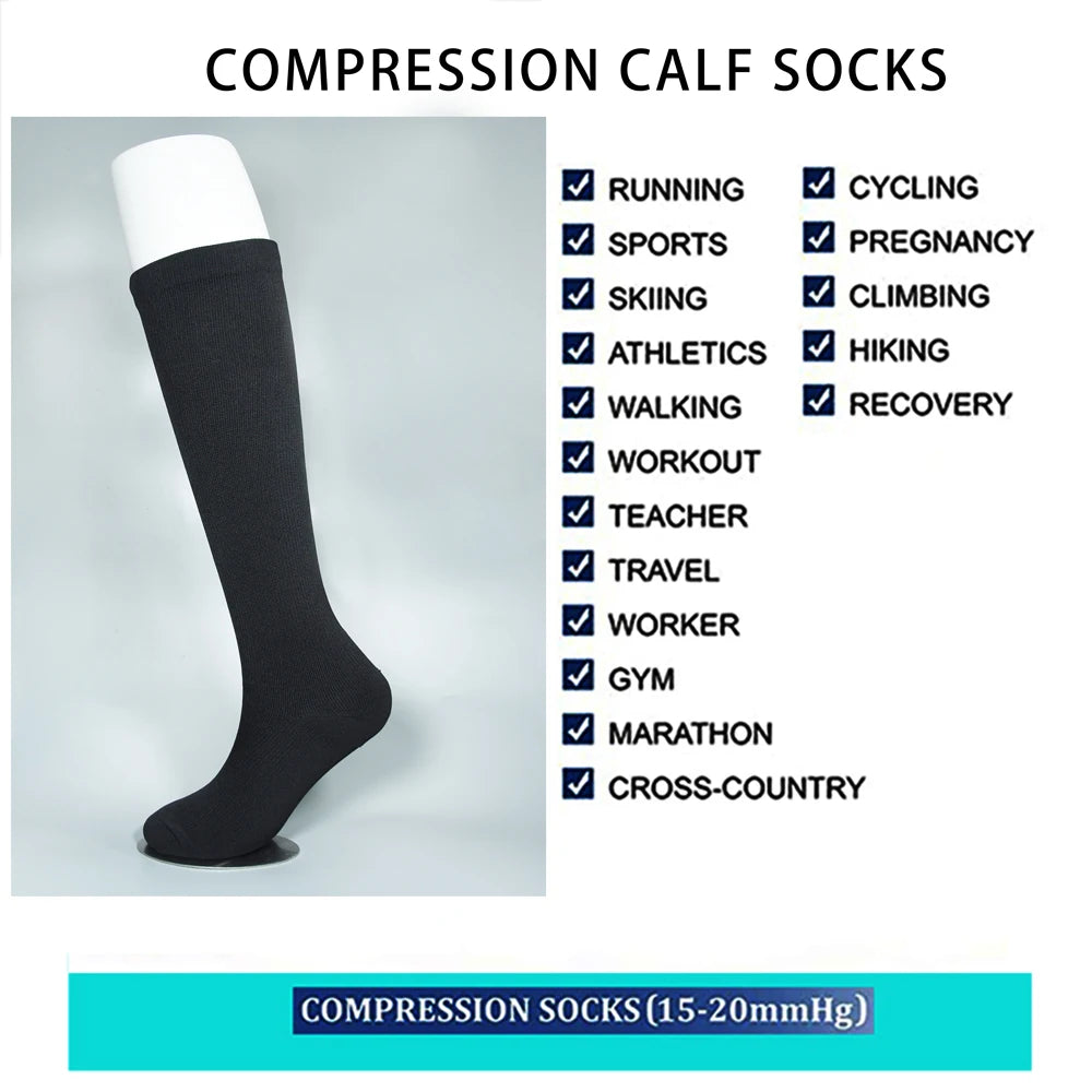 Varicose Veins Compression Socks Fit For Golf Rugby Running Hiking Sports For Anti Fatigue Driving Travel Flight Women Men S…
