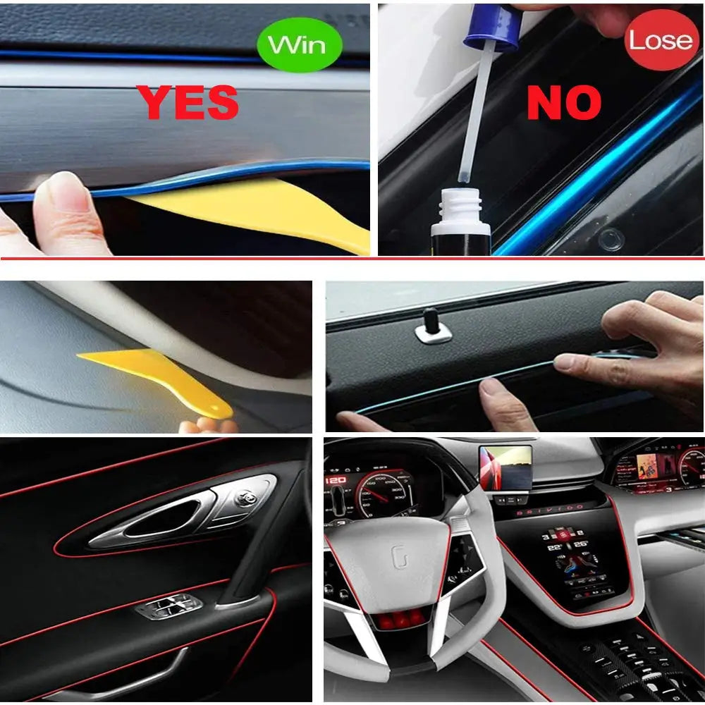 5M Car Interior Led Strip Light Neon EL Wiring Decorative Lamp For Auto DIY Flexible Ambient Light USB Party Atmosphere Diod…