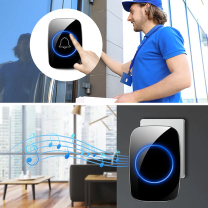 Home Welcome Doorbell Intelligent Wireless Doorbell Waterproof 150M Remote EU AU UK US Plug smart Door Bell Chime no Battery…