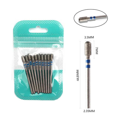 10pcs Diamond Milling Cutter Nail Drill Bits Set For Manicure Accessory Pedicure Eletric Machine Nail Bit Brush Burr Tools -…