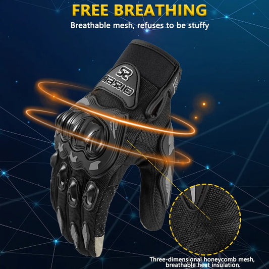 Summer Breathable Full Finger Motorcycle Gloves Non-slip Wear-resistant Motocross Racing Gloves Touch Screen Moto Biker Glov…