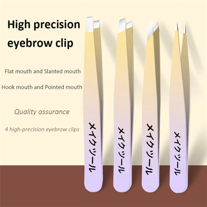 Ouriner Eyebrow Tweezers Set 4 Pcs Stainless Steel Eyebrow Forceps Professional Beauty Tool Set For Facial Hair Inward Growi…