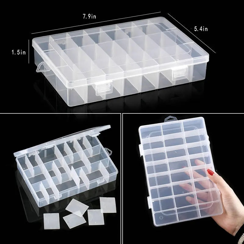 Transparent Plastic Storage Jewelry Box Compartment Adjustable Container For Beads Earring Box For Jewelry Rectangle Box Cas…