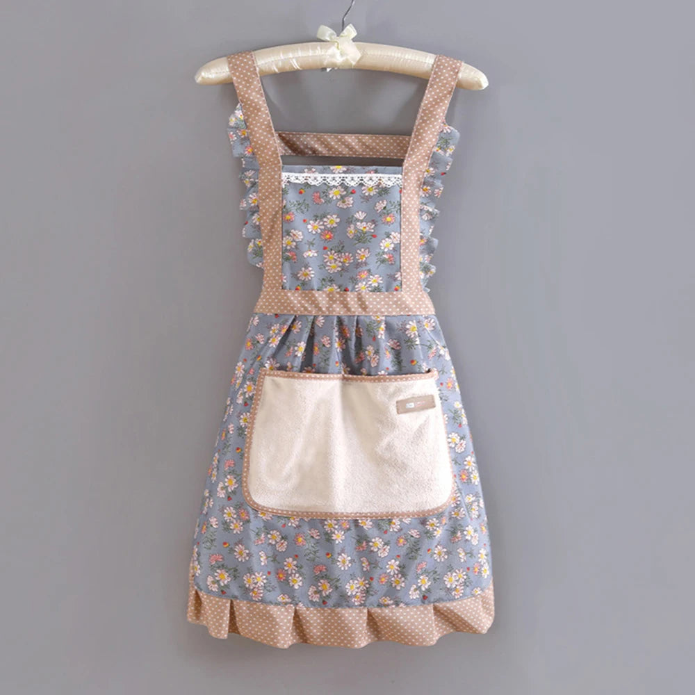 1 Piece For Women's Floral Home Apron With Pocket, Adjustable Apron For Kitchen, Cooking, Baking, Grilling, Chef's Apron - i…