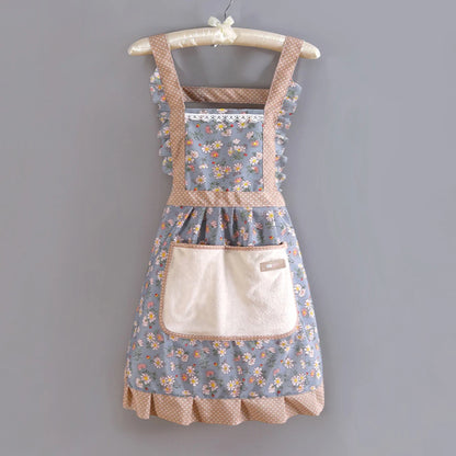 1 Piece For Women's Floral Home Apron With Pocket, Adjustable Apron For Kitchen, Cooking, Baking, Grilling, Chef's Apron - i…
