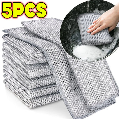 1-20PCS Magic Cleaning Cloth Thickened Double -sided Metal Steel Wire Rags Kitchen Dish Pot Washdishing Cloths Towel Clean T…
