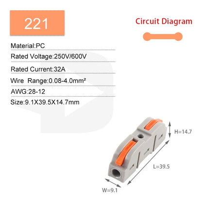 5PCS Fast Wire Connector Push-in Electrical Terminal Block Universal Splicing Wiring Cable Connectors For Cable Connection S…