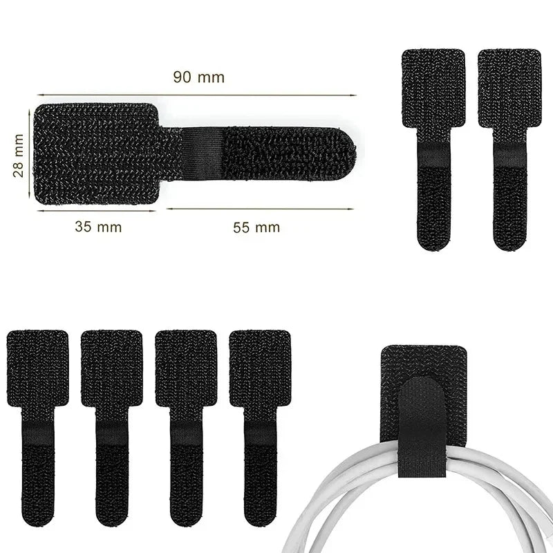 20/10/5PCS Releasable Cable Organizer Ties Mouse Earphones Wire Management Nylon Cable Ties Reusable Loop Hoop Tape Straps T…