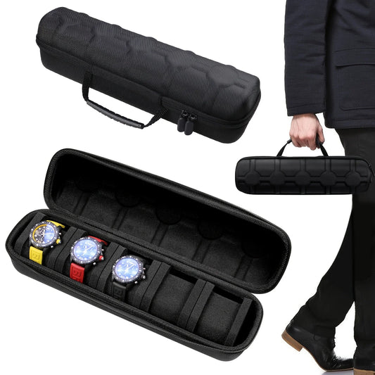 1PC 5-Slot Watch Case | Hard Shell Travel Organizer With Pillow Insert - Gift Ready (Black),Suitable For Smart Watch Storage…