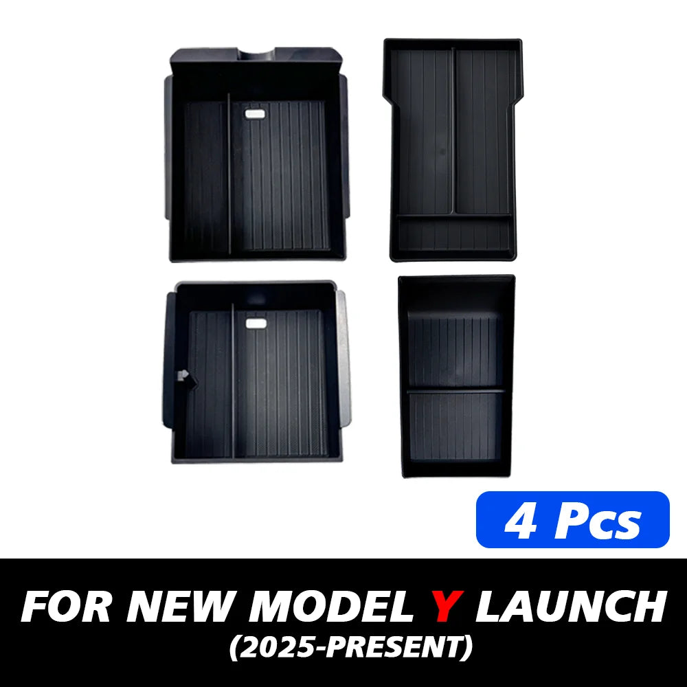 TEKSY 1/2/3/4/6/7/8pcs For Tesla New Model Y 2025 2026 Juniper ABS with Silicone Non-slip Mat Console & Armrest Storage Box…