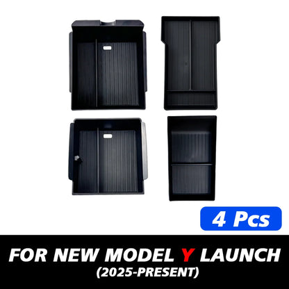 TEKSY 1/2/3/4/6/7/8pcs For Tesla New Model Y 2025 2026 Juniper ABS with Silicone Non-slip Mat Console & Armrest Storage Box…